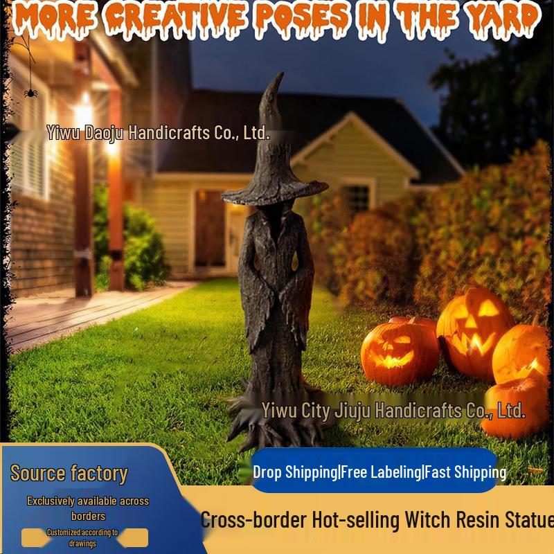 

Cross-border Resin Ghost Christmas Ornaments - Outdoor Holiday Decor Witch Statue 20cm