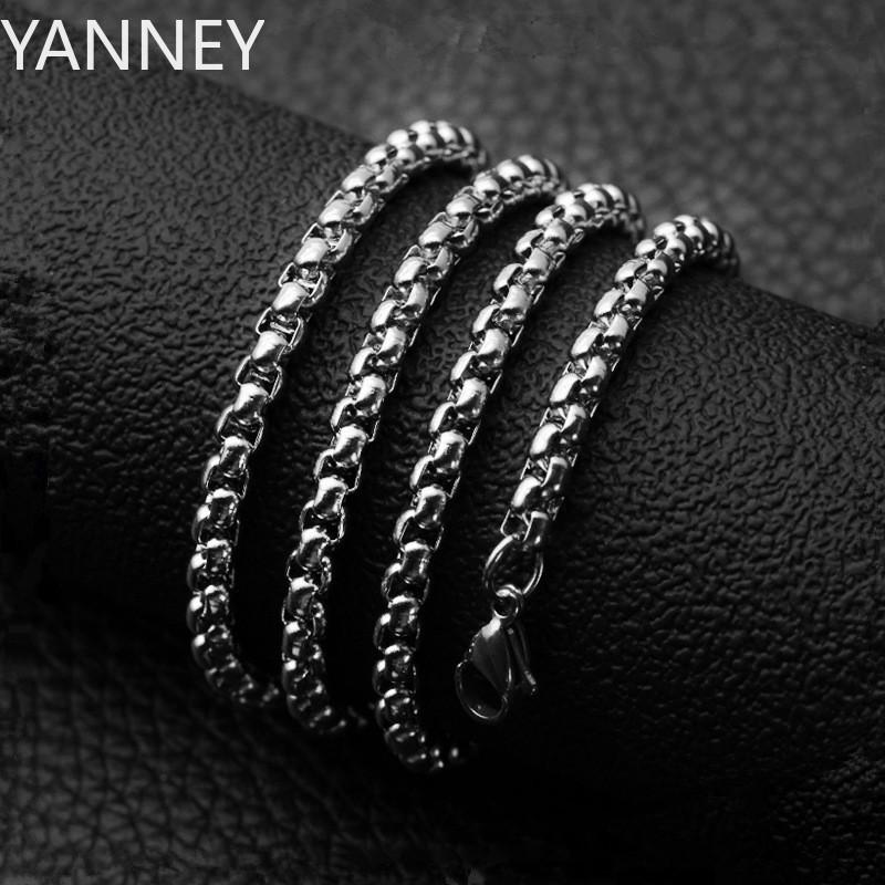 

925 Sterling Silver 18-24 Inches 4MM Round Box Chain Necklace For Men Women Fashion Hip Hop Jewelry Accessories 45cm