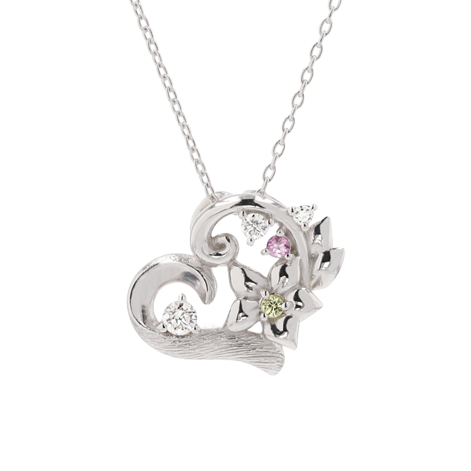 

Rapunzel Princess Pendant Necklace 10K White Gold Heart Flower OPCDS20224 [Disney] срібний