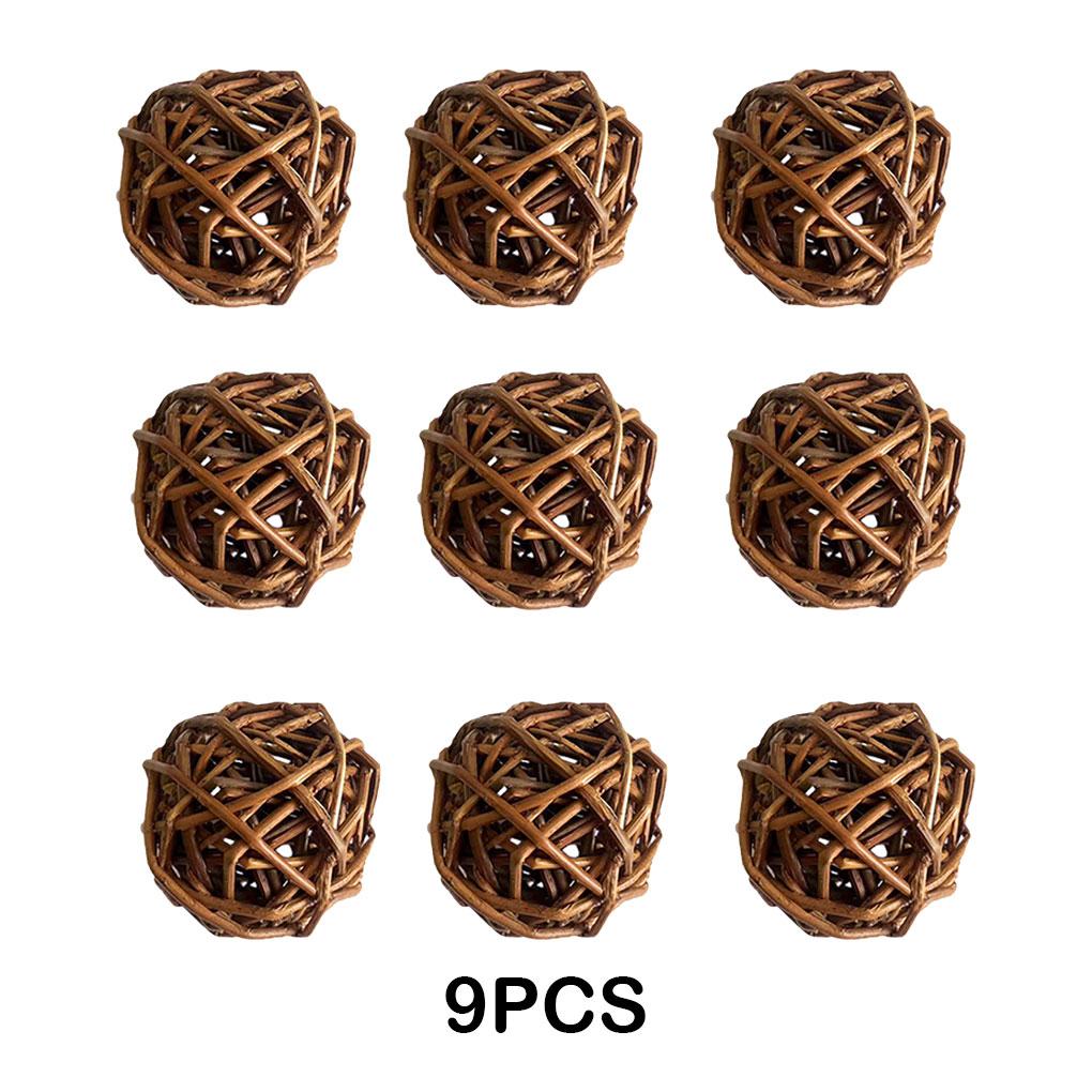 9pack/lot Natural Willow Branch Ball Fun Toy For Small Animals And Birds Joy To Pets Guinea Pig Toys Brown