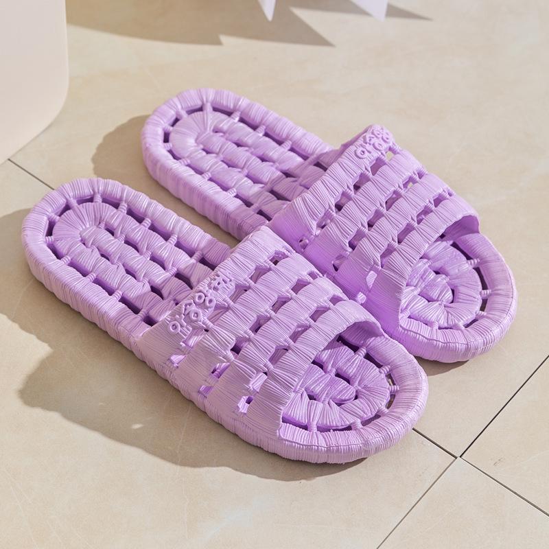 Home slippers four seasons bath leaking drag men and women soft bottom hollow non-slip couple bathroom cool slippers