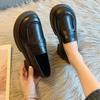 Lädskor Dam Sommar Brittisk Stil Blockklack Platå Loafers Dam College Casual Enkla