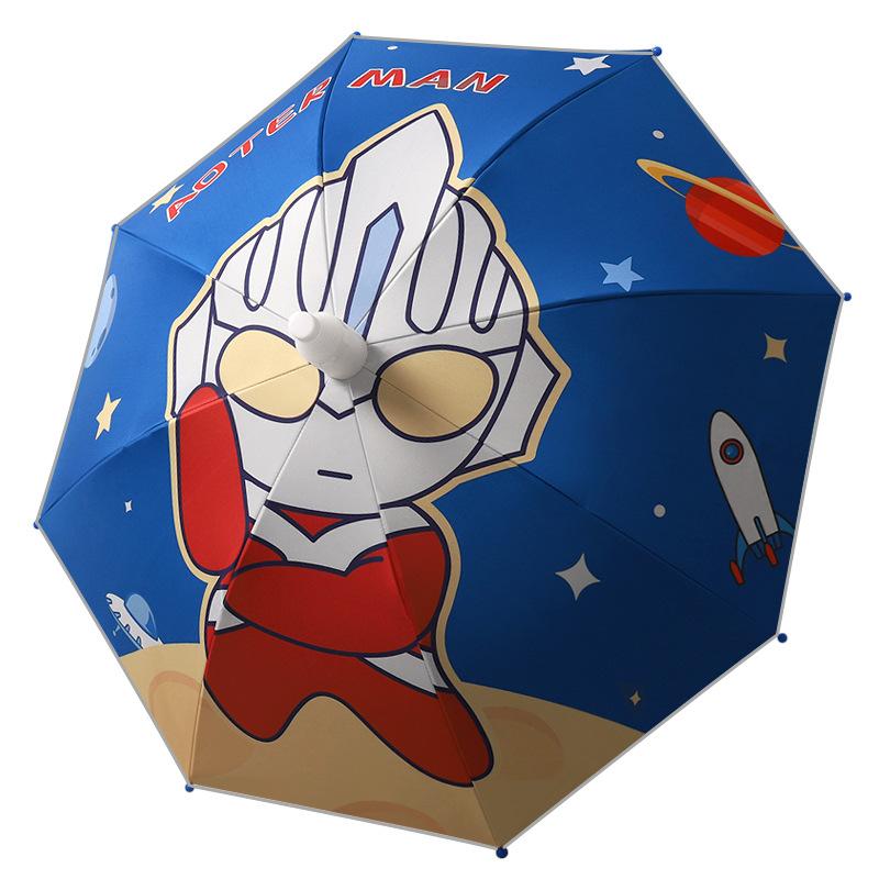 Children's automatic umbrella, long-handled waterproof cover for primary school students, straight pole umbrella for boys and girls