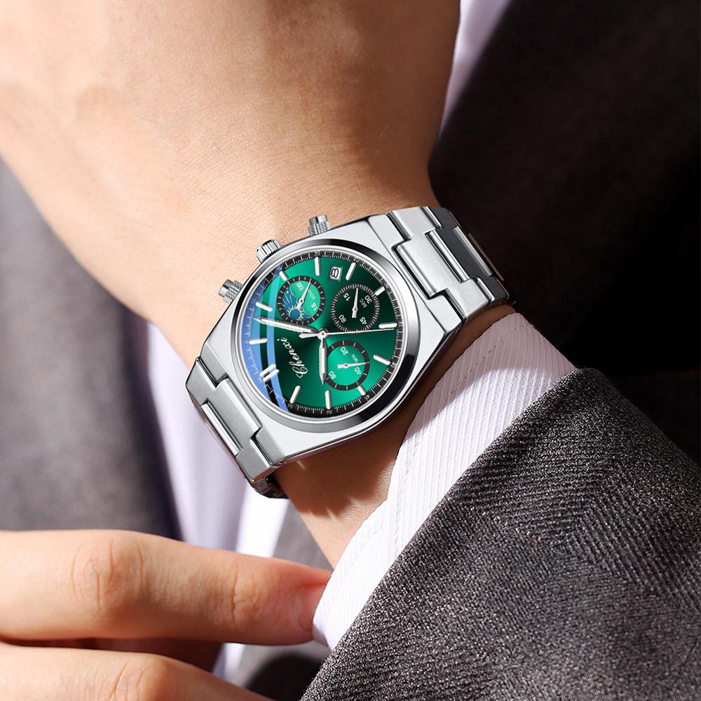 Luxury Watches for Man Quartz Business Men Watch Waterproof Luminous Stainless Steel Chronograph Men Clock