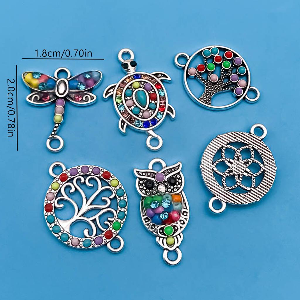 5/6pcs Zinc Alloy Colorful European and American Style Small Pendants Charms Connectors For Jewelry Making Bracelet Findings