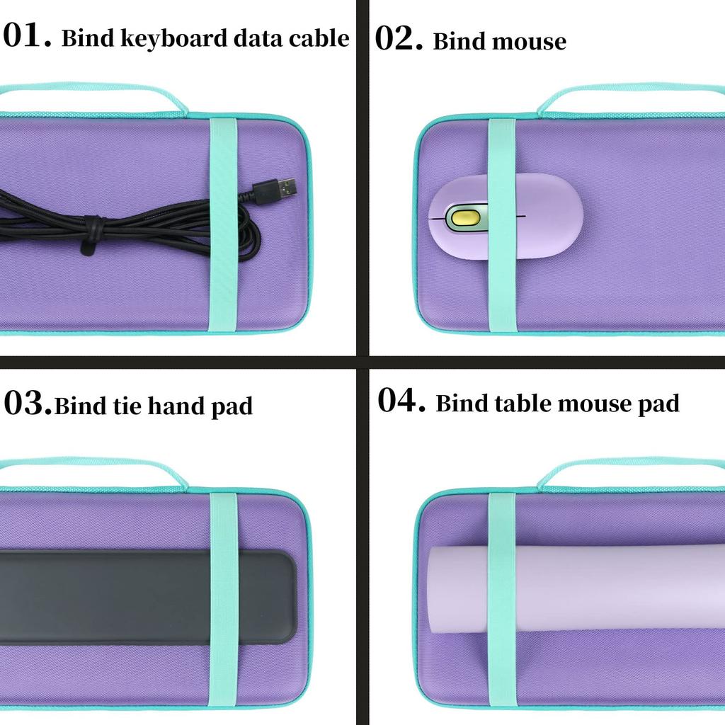 co2CREA Storage Case Compatible with Logitech POP KEYS K730 Mechanical Wireless Keyboard and M370 Mouse (Purple)