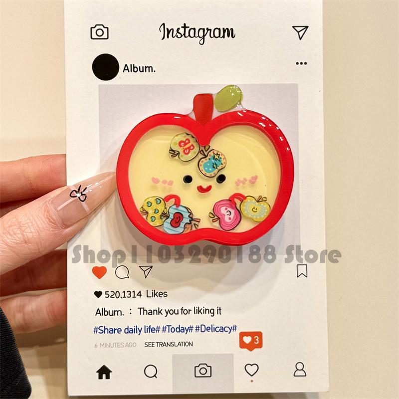 

Korea Cute Cartoon Quicksand Apple Bracket Phone Grip Tok Griptok Holder Ring For iPhone 16 Phone Stand Support Holder Girl Gift