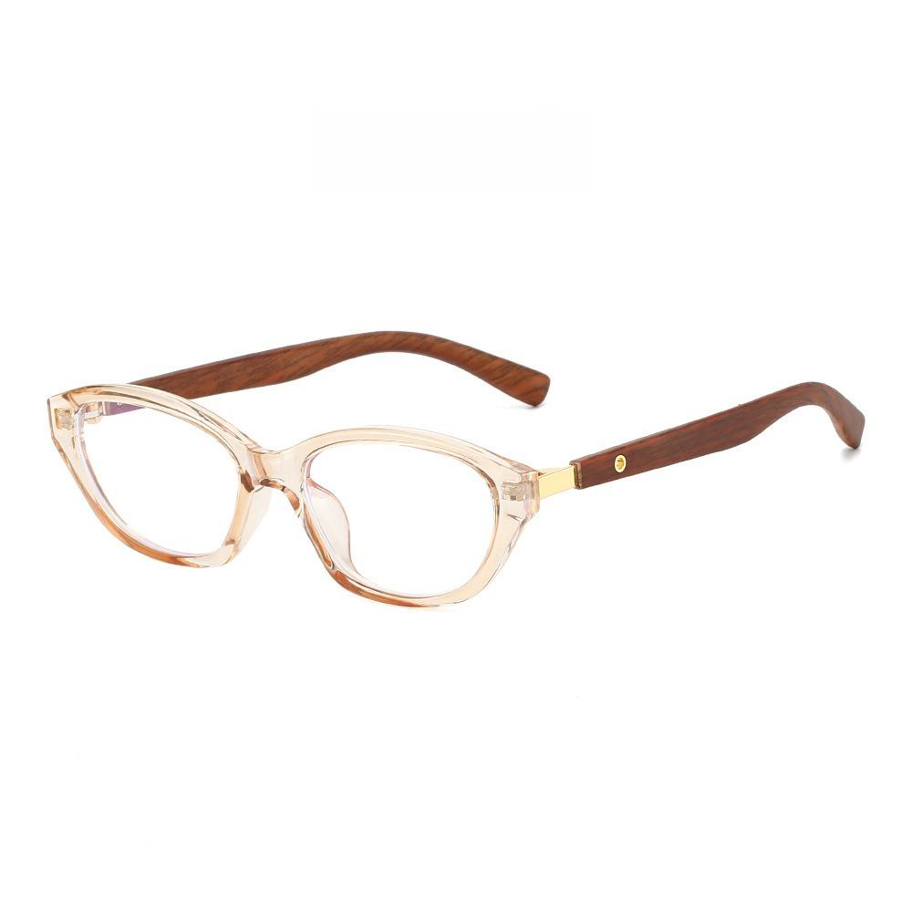 Women'S Imitation Wood Luxury Cat-Eye Reading Glasses Trend High-Definition Comfortable Durable Anti-Blue Eyeglasses 0 To +4.0