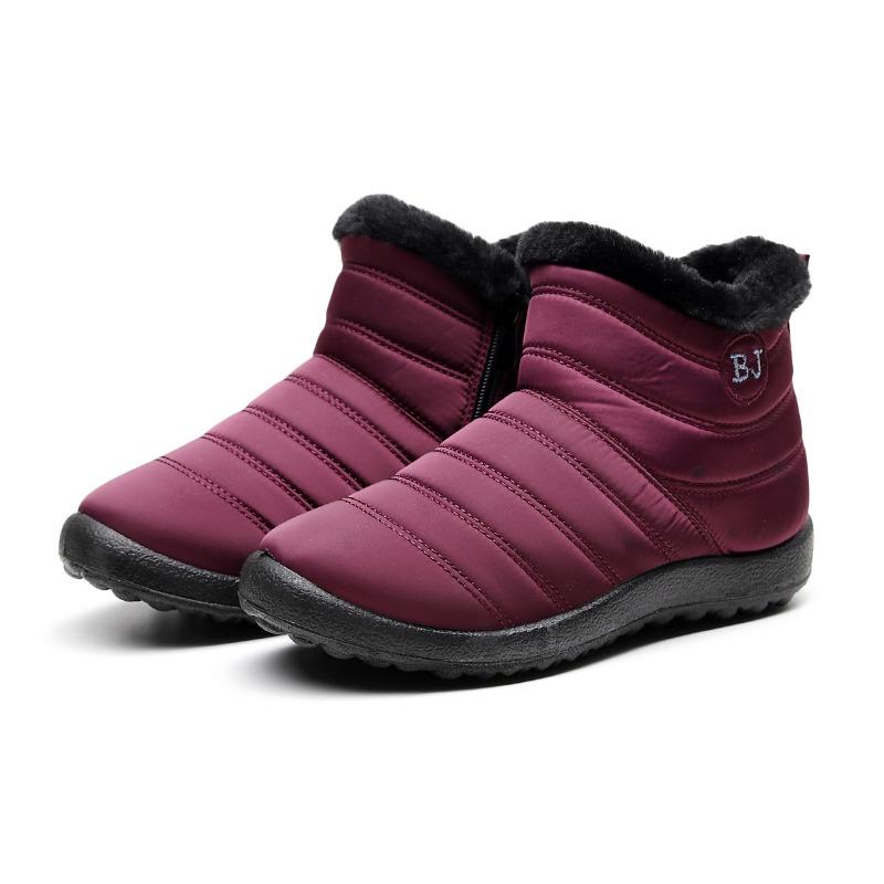 

Женские зимние теплые шерстяные сноубутсы, подкладка из искусственной шерсти, водонепроницаемые ботильоны, нескользящая уличная обувь, походные альпинистские спортивные ботинки 35 красный