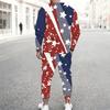 Men Sunflower American Flag Tie Dye Print Long Sleeve Sweatshirt And Drawstring Jogger Pants Two Piece Suit