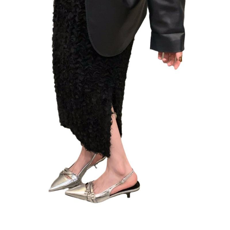 Fashion 2025 New Women's Pointed High-Heel Sandals Pointed Closed Toe Slip on Dress Shoes with Buckles for Women Going Beach Side Wear