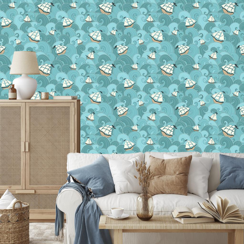 Wallpaper Sailing ships at sea for living room and bedroom 50x1000