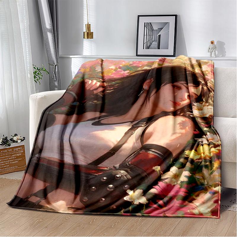 2025 New Style Final Fantasy Games Cloud Tifa Aerith Sephiroth Blanket,Soft Throw Blanket for Home Bedroom Bed Sofa Cover Kids