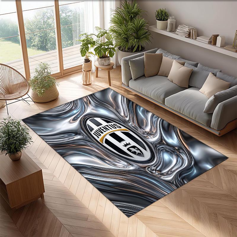 Tappeto in Flanella Stampato Juventus FC Antiscivolo Morbido Poliestere Tappeto per Pavimento Tappetino Decorativo per Interni per Camera da Letto Soggiorno Divano