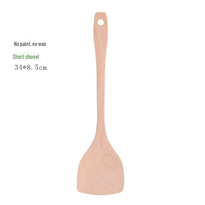 

Неокрашенный деревянный кухонный набор из лопатки и ложки с длинной ручкой и антипригарным покрытием для сковороды