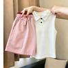 Korean Style Girls' Casual Sleeveless Polo Vest Set - Summer 2026 New Arrivals for Medium & Large Children