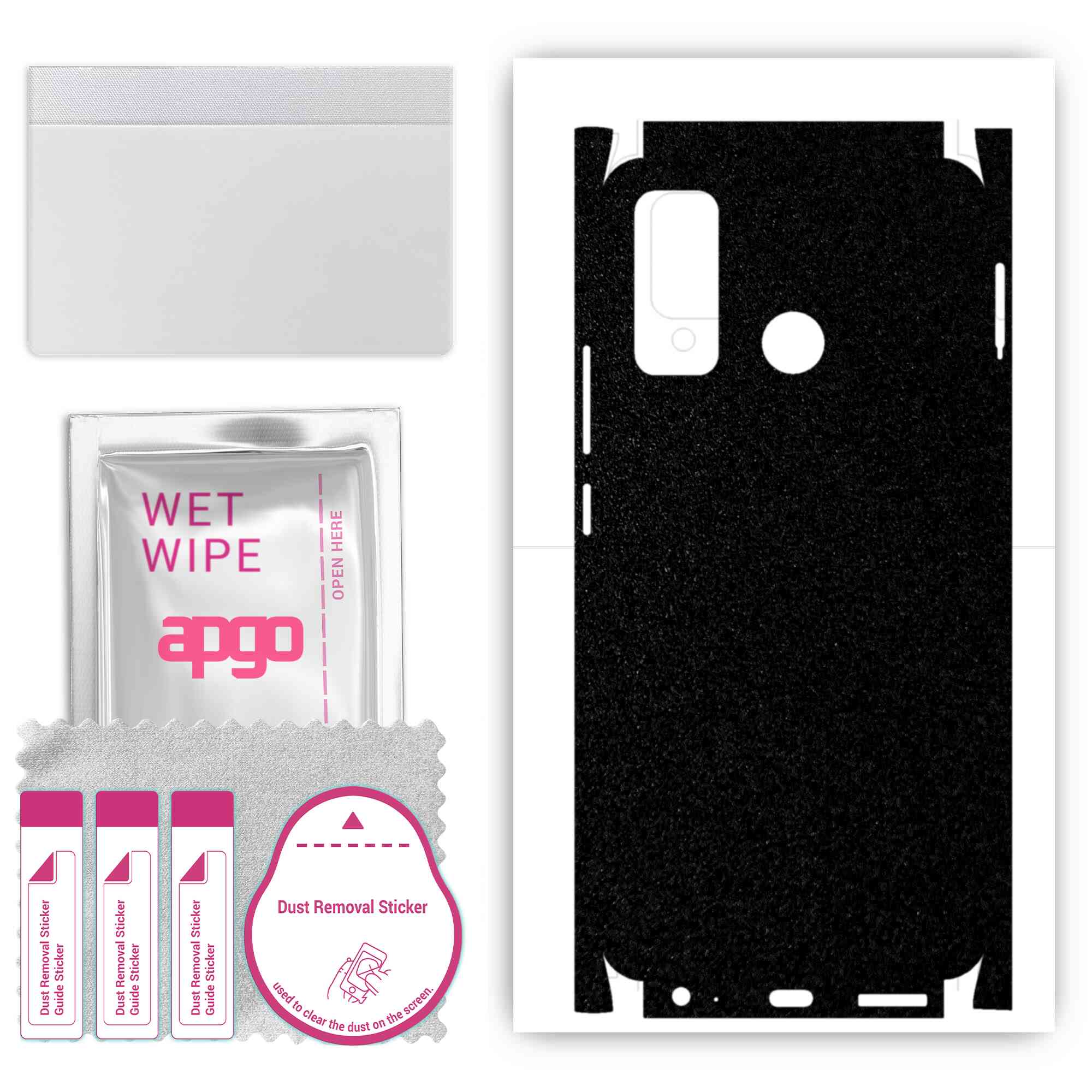 

apgo Protective Skin Sticker for the back+sides compatible with Tecno Spark 5, Full Wrap Film, Foil, Vinyl - Pattern Matte Black