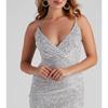 Women Sexy Sequined Deep V Neck Sleeveless Wrap Bodycon Mini Party Dress