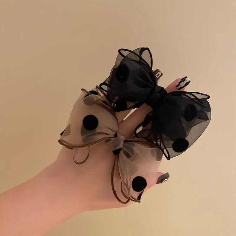 Bow Hair Accessories Polka Dot Hair Tie Women Mesh Simple Headband Barrettes Girls Hairband Ponytail Holder Hairstyle