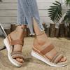 Fashion Bohemia Style Wedge Heel Sandals Women 2025 Summer Woven Platform Slippers Woman Lightweight Non Slip Thick Sole Casual Sandles