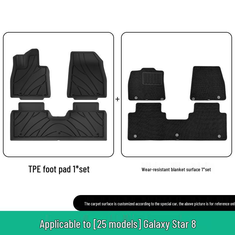 Custom TPE Floor Mats for 25 Galaxy Starry 8 Car Models - Stain-Resistant Trunk Mats Included