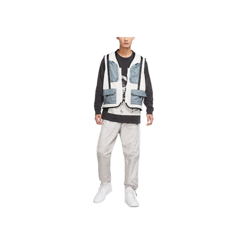 Jordan Gilet in Mesh Colorblock con Tasche Grandi Uomo Top Grigio Bianco DM1387-030