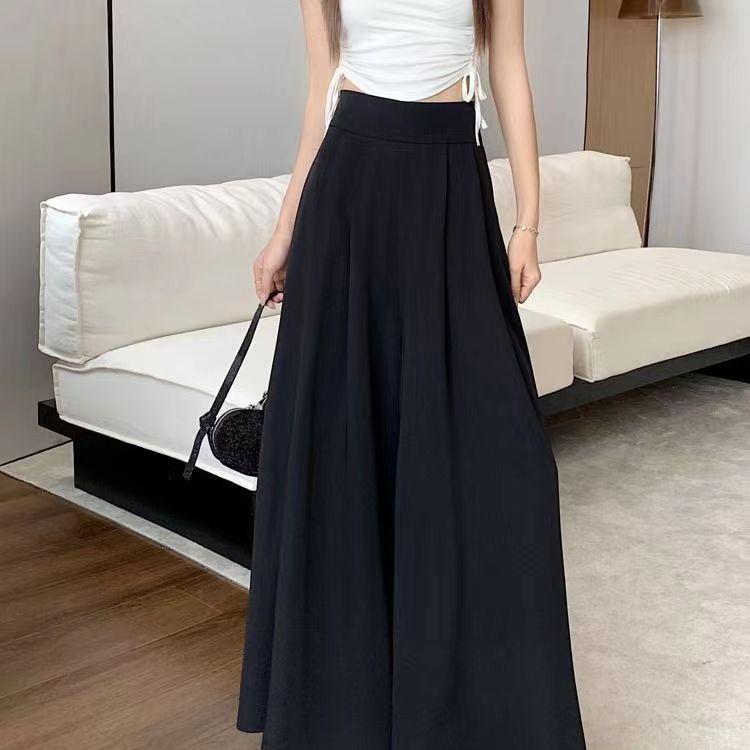 Large Swing Wide Leg Pants Skirt Women Spring and Summer Thin Section Pleated Suit Pants High Waist Draped Slim Casual Pants Skirt Tide
