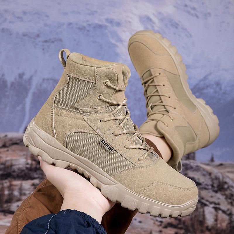 Podzimní a zimní vysoké outdoorové vojenské boty módní ležérní boty outdoorové horolezecké turistické boty vysoké martensky bojové výcvikové boty