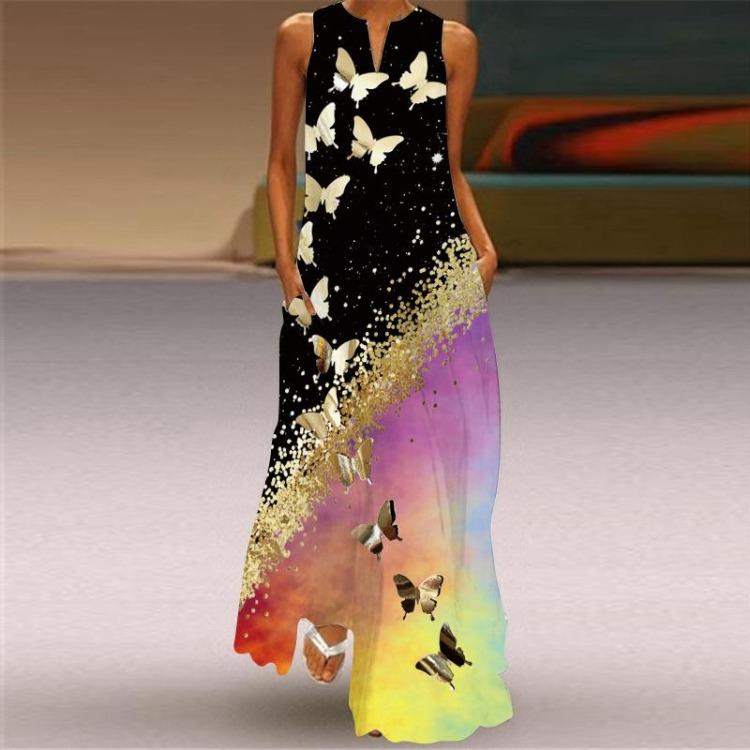 Women's Fashion Summer Spring Casual Sleeveless V-Neck Dresses