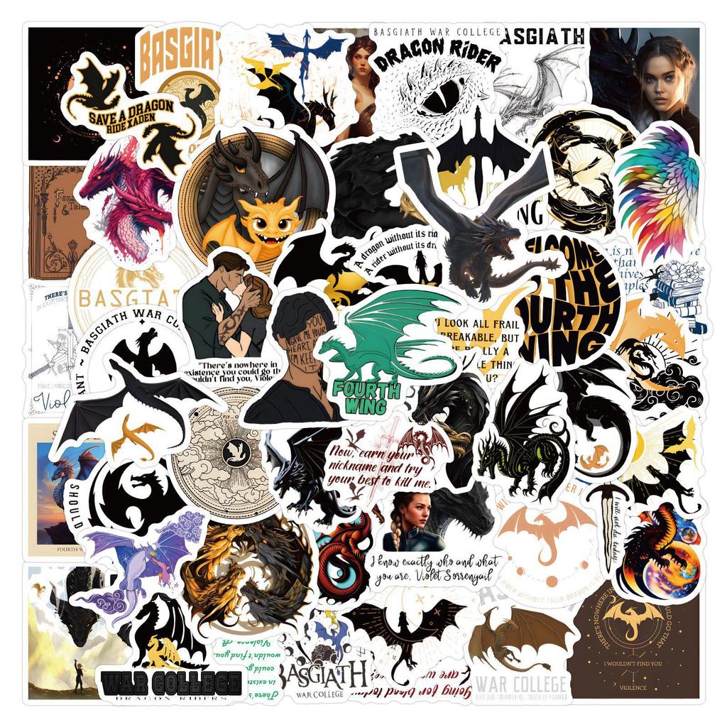 60-120 Fourth Wing Graffiti Waterproof Stickers for Car, Suitcase, and Water Cup