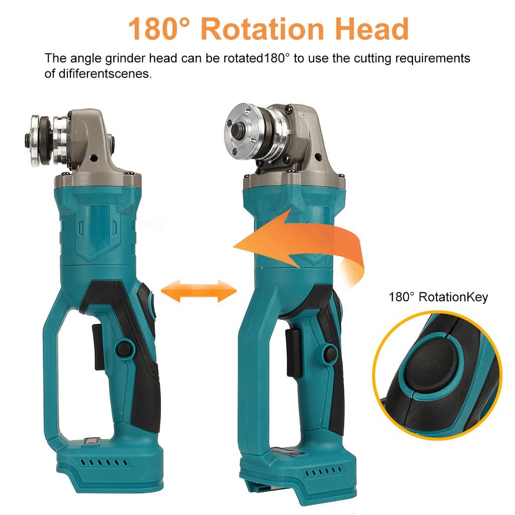 1200W 125mm Cordless Brushless Angle Grinder Electric Grinding Cutting Machine DIY Woodworking Power Tool with 2 Battery