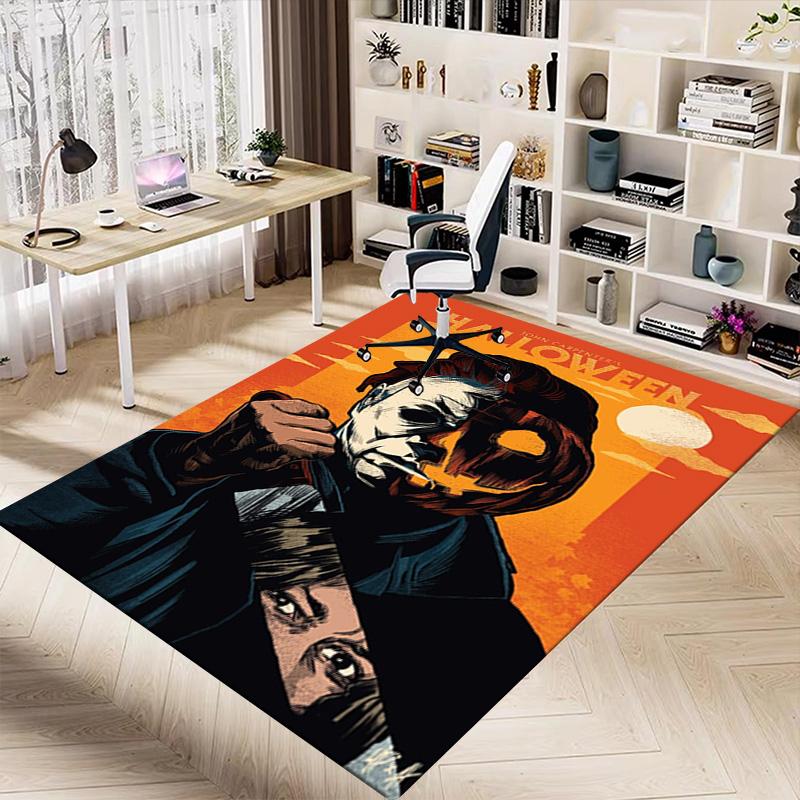 Halloween Horror Icon Carpet For Playroom Bedroom Living Room Sofa Home Decorkids Game Area Rug Nonslip Floor Mat