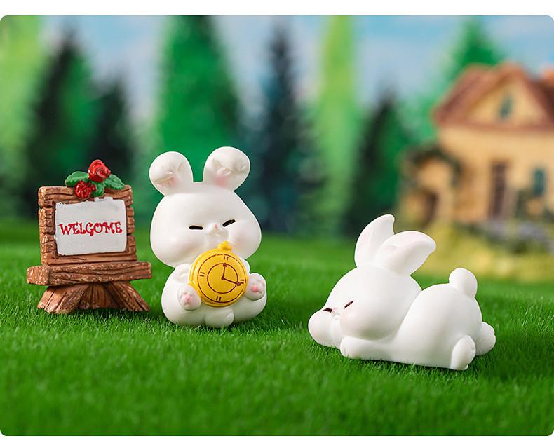 Enchanting Fairy Forest Bunny Resin Figurine Creative Tabletop Home Decor Accessory