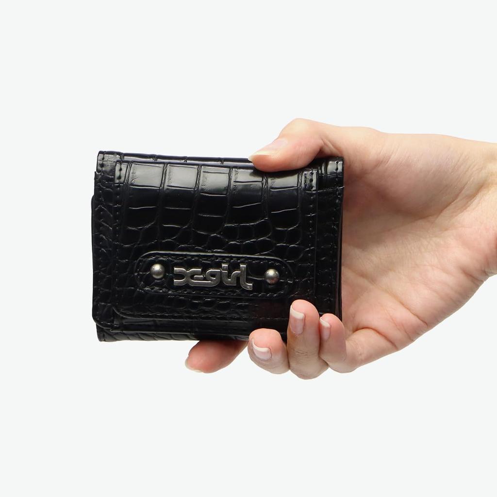 Mills Logo Faux Croco Mini One Size X-girl Wallet, 105254054018, Black,