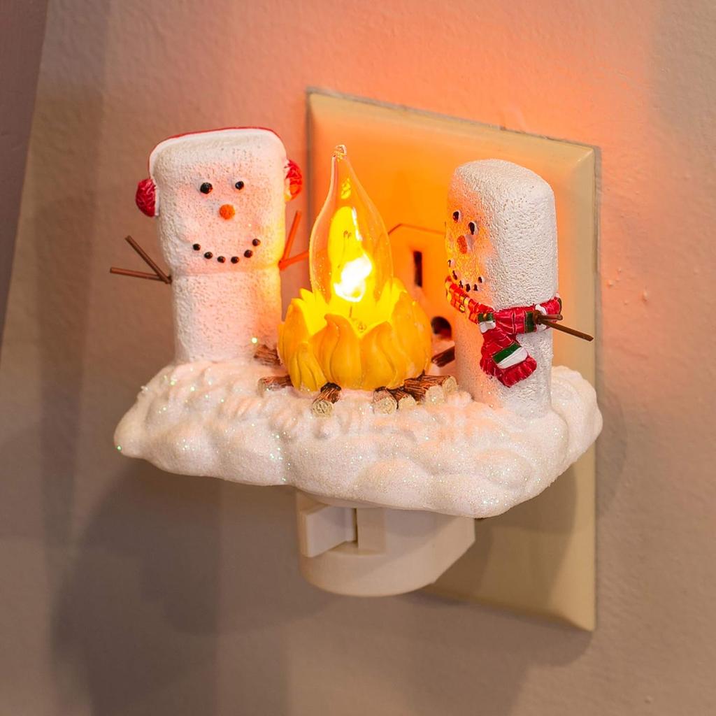 1pcs Snowman Campfire Flickering Night Light Christmas Santa Claus Plug In Night Light  Christmas Decoration for Boys/Girls