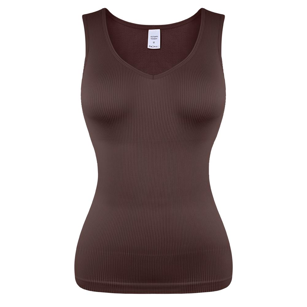 

Жіночі компресійні коректуючі майки, безрукавки для контролю живота, безшовні верхи для формування тіла, нижня білизна для схуднення, спортивна сорочка XXXL коричневий