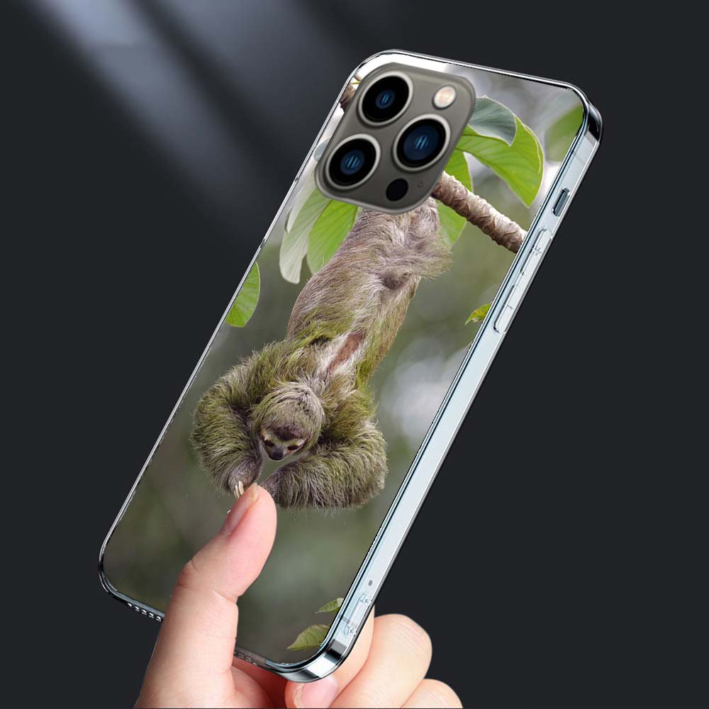 Cute Sloth Phone Case For Iphone 16E 15 Pro 14 Plus 17E 16 17 Pro Max Air 11 12 13 Mini Shockproof Capa Cute Cover TPU Clear