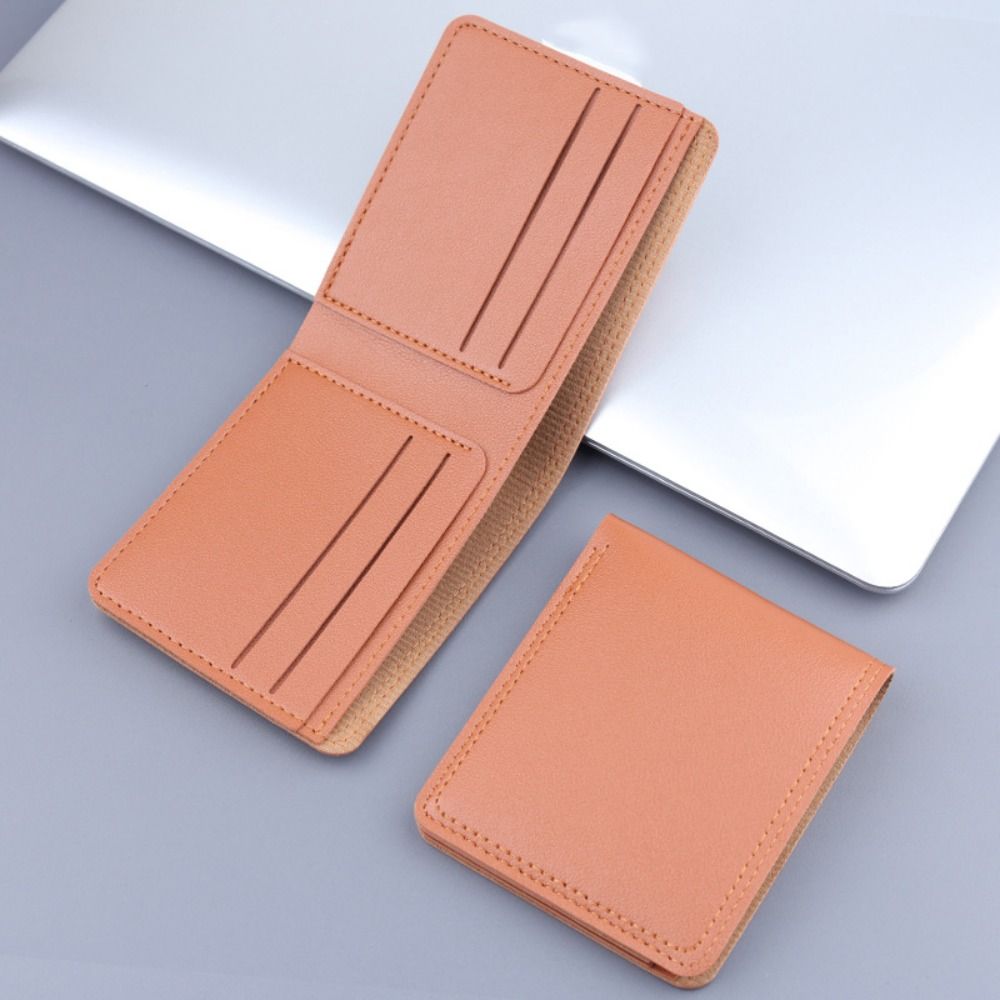 Minimalist PU Leather Men's Short Wallet Two-fold Large Capacity Multiple Pockets Black Coffee ID Card Holder Men Women