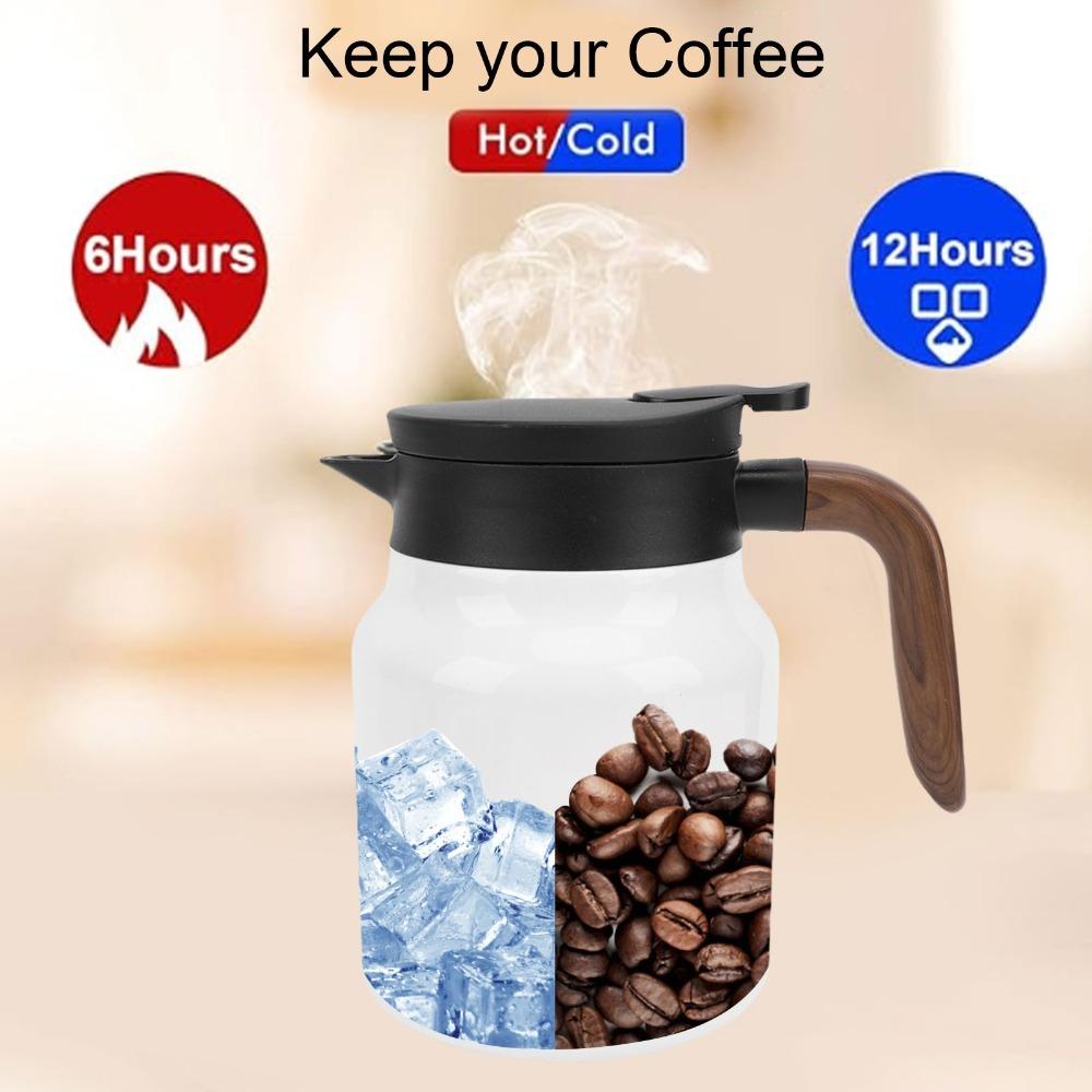 Stainless Steel Insulated Coffee Pot Built-in Filter Thermal Beverage Pitcher Home Use