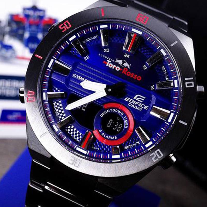 Casio Seria EDIFICE SCUDERIA TORO ROSSO Moda Motorsportowa Mechanizm Kwarcowy Stal Nierdzewna Pasek z Powłoką Jonową Japoński i Koreański Zegarek ERA-110TR-2A