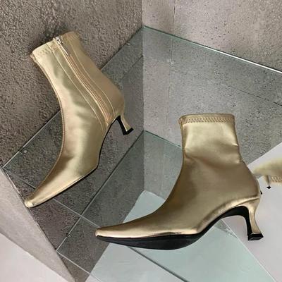 Modische spitze Damen-Ankle Boots mit dünnen niedrigen Absätzen, Frühlingsschuhe, bequemes weiches Leder, kurz, Damengröße 35-42