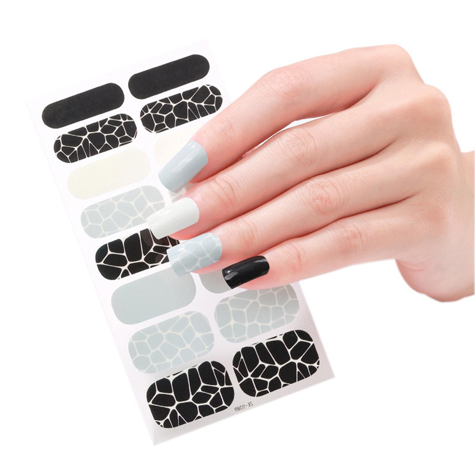

16 полосок наклеек для ногтей, набор наклеек для УФ-лампы, дизайнерские 3D-обертки для ногтей, модные наклейки для гелевого дизайна ногтей ZE0395