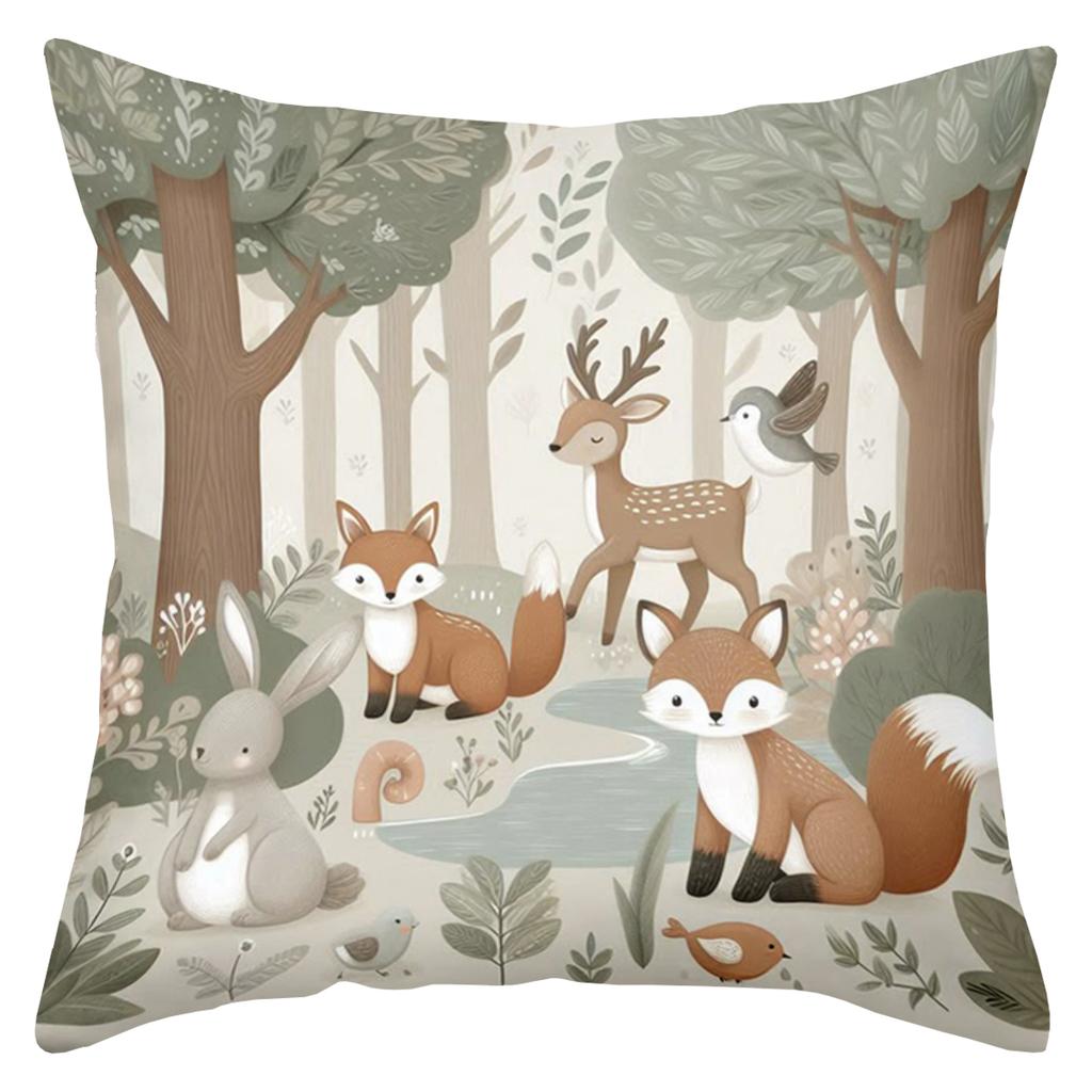 Cute Forest Animal Printed Cushion Covers For Home Decor Polyester pillowcase, sofa decorative cushion cov Headboard Pillow