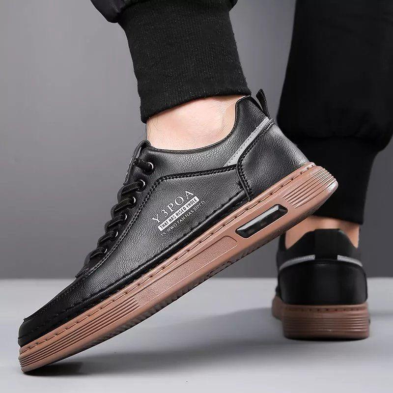 Men's Shoes New Spring Sports Board Shoes Trendy Versatile Casual Leather Shoes Breathable Soft Sole White Shoes Men