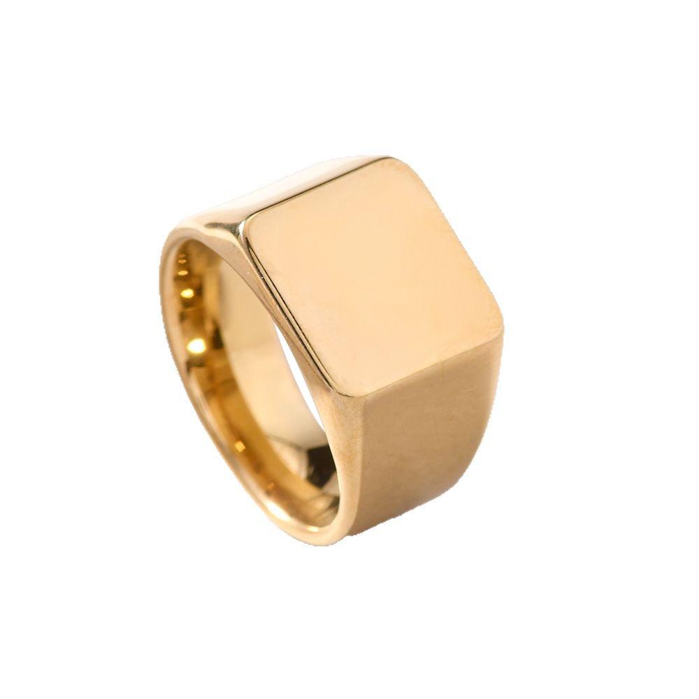 Punk Style 3D Titanium Steel Men's Square Ring - Customizable Logo