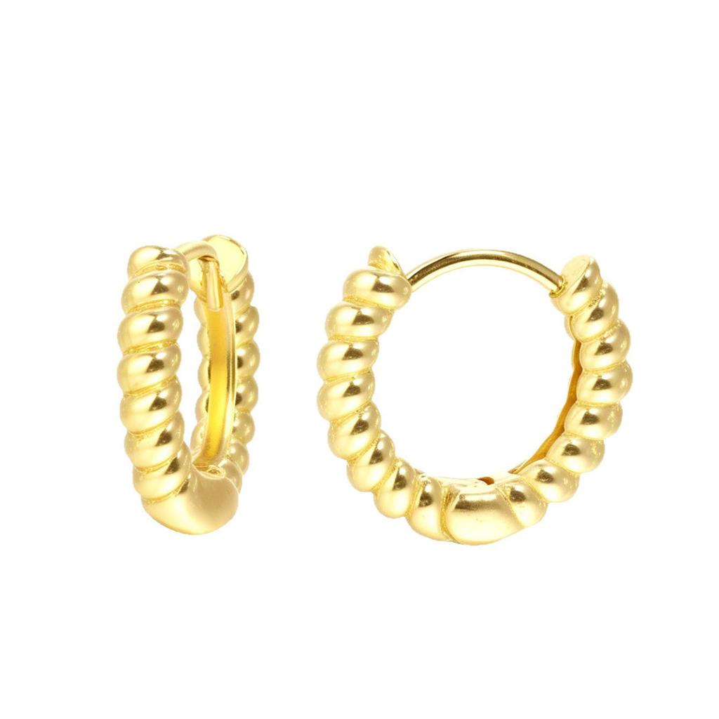 Small Twist Earrings, Ear Buckles, Women's Light Luxury High-end Plated 18K Gold Plain Ring Earrings