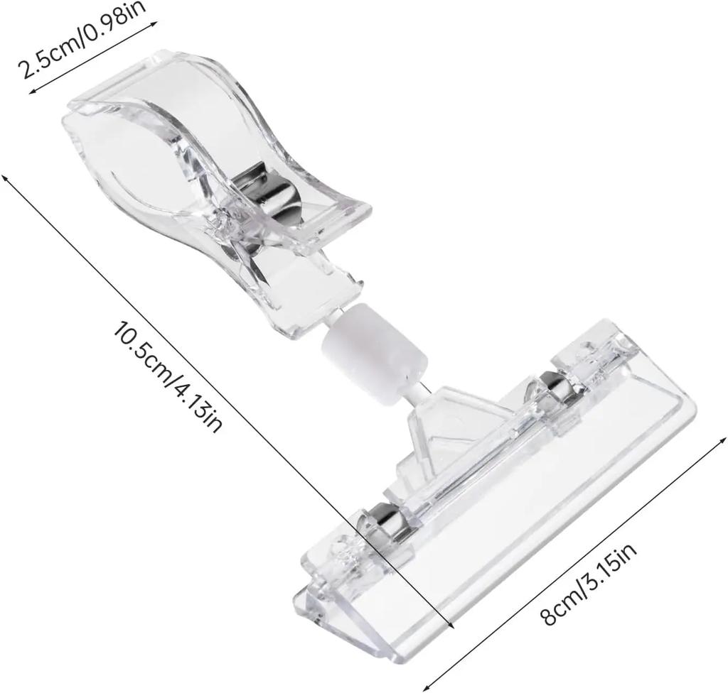 10/5PC Sign Clips for Retail Display Double Sided Sign Holder Clips Clear Acrylic Price Sign Clamps Merchandising Rotatable Clip