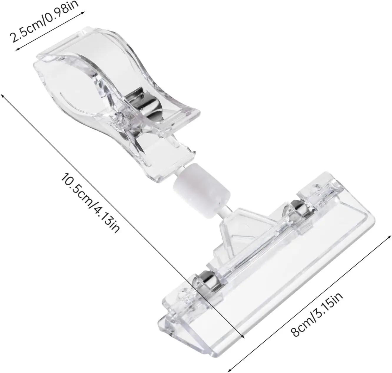 

10Pcs Price Tag Holder Transparent Merchandise Display Clips Name Tag Clips Swivel Price Clips for Supermarkets Supply Store