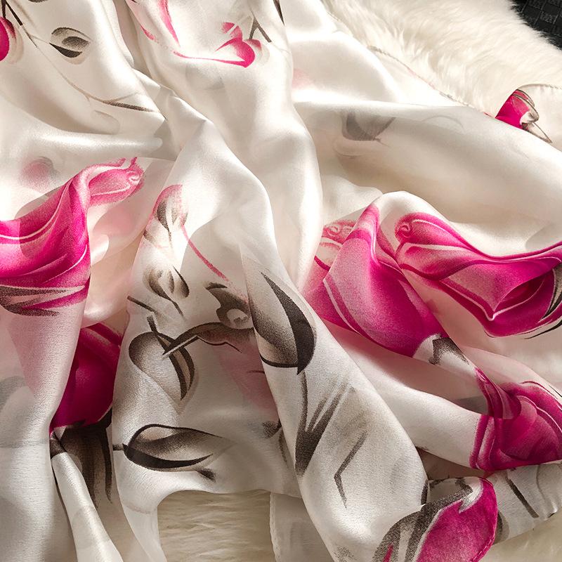 Primavera Verão Cachecol Feminino Seda Grossa Xale Cachecóis Quentes