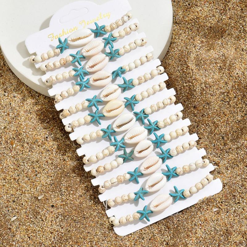 Bransoletka muszelkowa letni styl kurortu nadmorskiego akcesorium rozgwiazda regulowana koralikowa bransoletka dla par